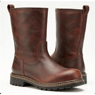 Botes de treball de cuir antilliscants impermeables de 6-polzades